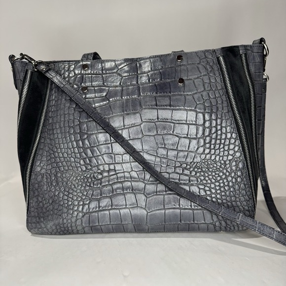 Claudia Firenze Handbags - Claudia Firenze gray crocodile embossed genuine leather handbag. Made In Italy.